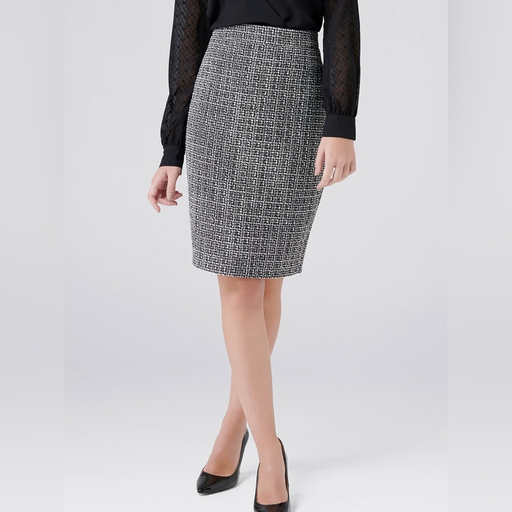 NWOT Forever New Grey Katie Boucle Pencil Skirt